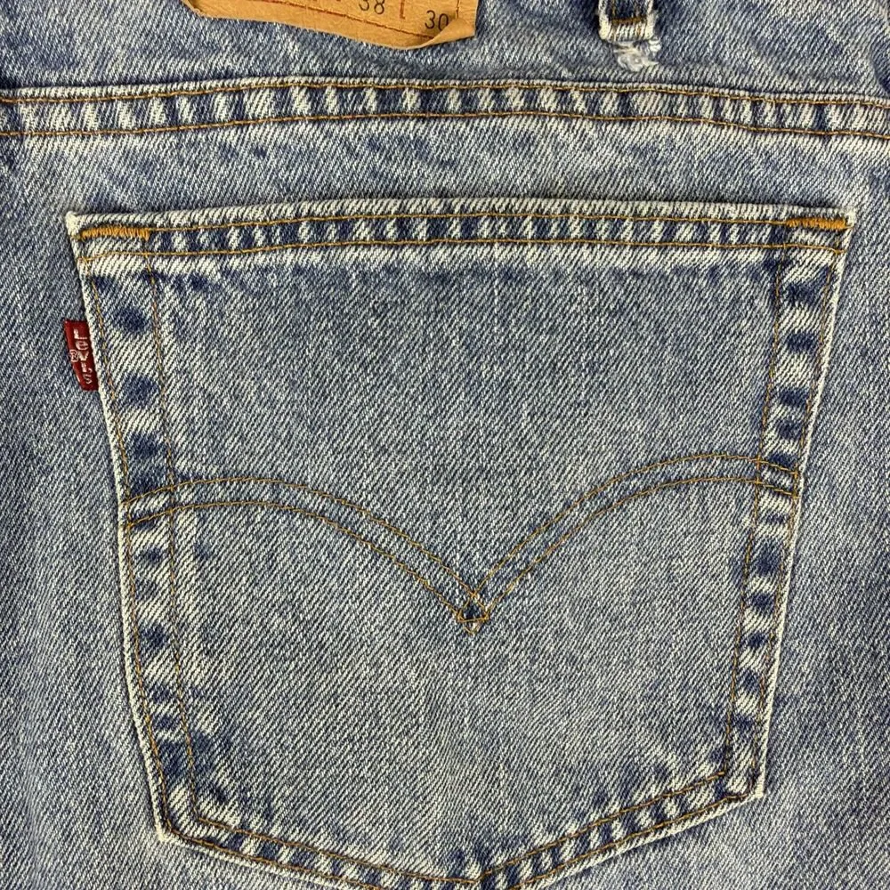 Vintage 1991 Levi's 505 Denim Jeans Men's Size 36x30 Black Bat Wing Made in USA